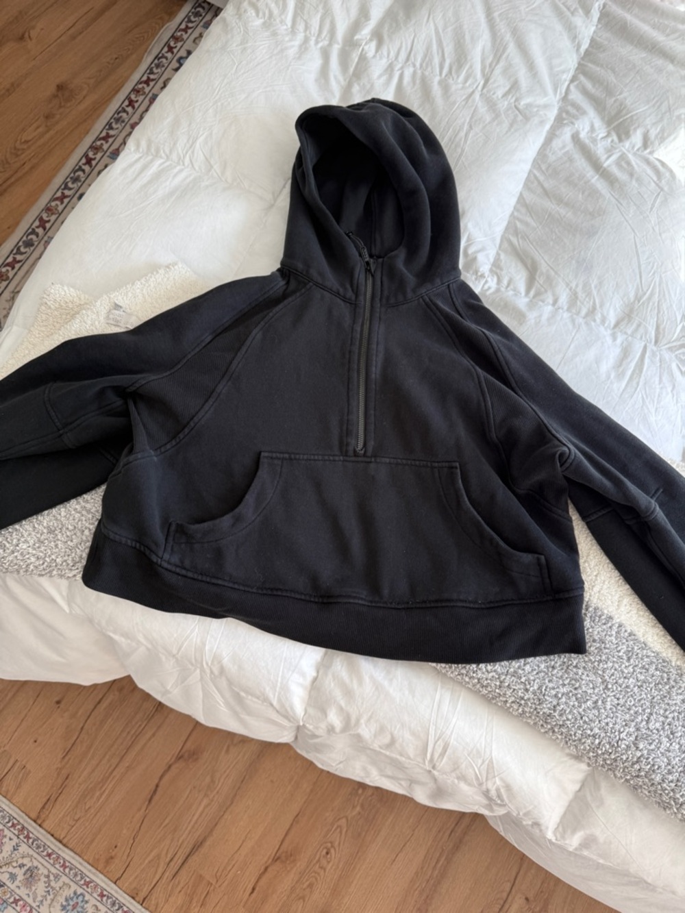 lululemon athletica Black Half-Zip Hooded Sweatshirt